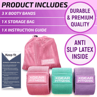 XGear Fitness Set of 3 Womens Butt and Hip Exercise Bands - Level Up Fitness Shop