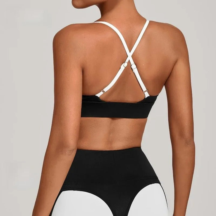 Yoga Bra with Adjustable Shoulder Straps Sports Bra with Shock-absorbing Color Blocking Outdoor Fitness Top for Women - Level Up Fitness Shop