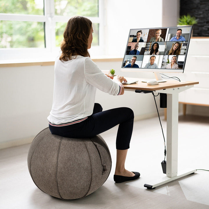 Yoga Sitting Ball with Felt Cover and Air Pump - Level Up Fitness Shop